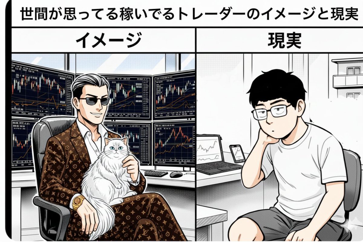 JO0sthSYpVRt2hn's tweet photo. 世間が想像する稼いでるトレーダーのイメージと現実。 https://t.co/yD54lK5tWT