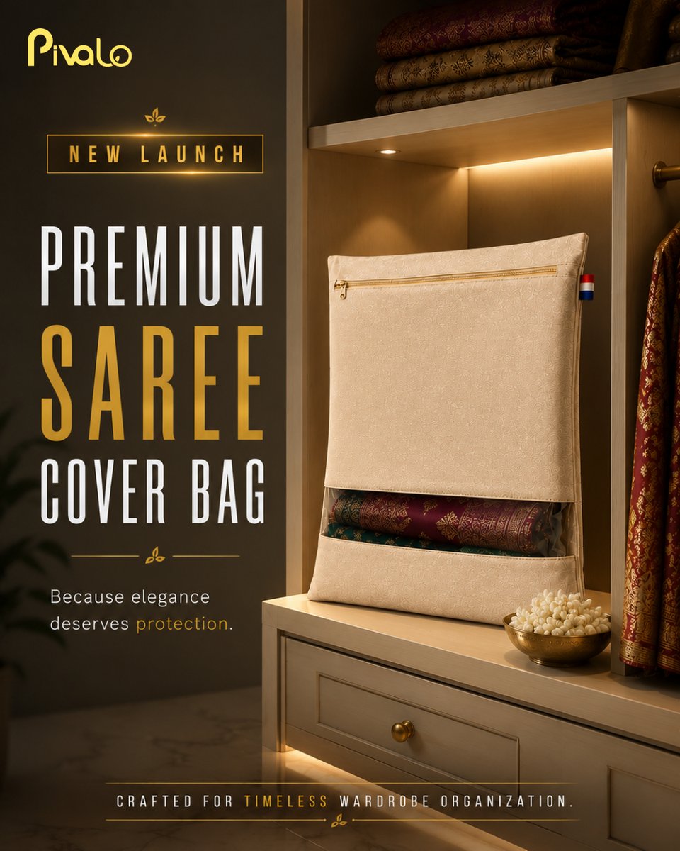 pivalostore's tweet photo. ✨ NEW LAUNCH!

Protect your treasured sarees with the all-new Pivalo Premium Saree Cover Bag. Premium quality, elegant design, and smart storage to keep every saree fresh, organized, and ready to wear.

#NewLaunch #SareeCover #WardrobeOrganization #Pivalo #HomeEssentials https://t.co/XkSP2nPu0I