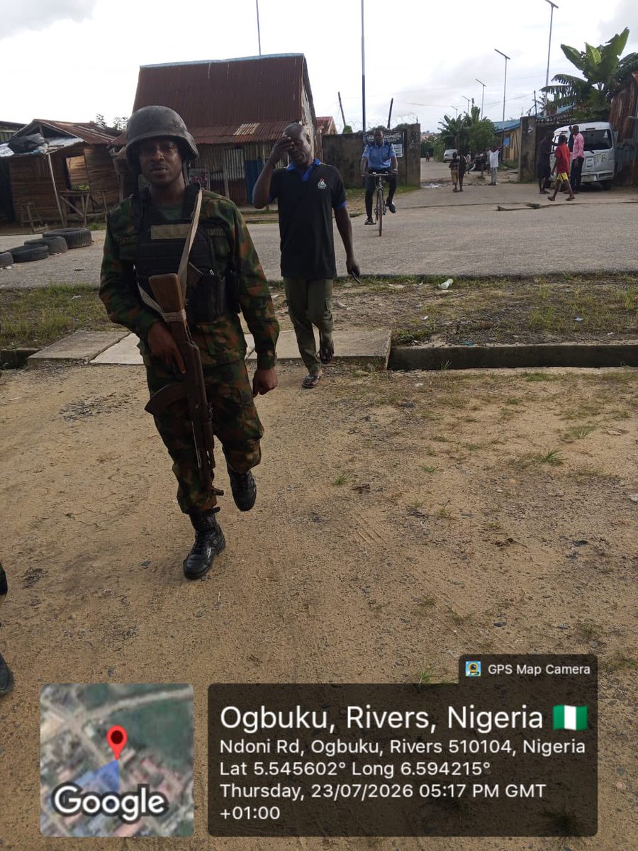 HQNigerianArmy's tweet photo. TROOPS IN SOUTH EAST  BUST CRIMINAL HIDEOUT, SEIZE WEAPONS AS OPERATION UDO KA SUSTAINS OFFENSIVE

The Nigerian Army has recorded another operational success in its sustained offensive against criminal elements in the South-East, with troops of Sector 4, Joint Task Force South-East, Operation UDO KA (OPUK), recovering a cache of arms and ammunition during a precision intelligence-led operation in Rivers State. The latest feat underscores the military's resolve to dismantle criminal networks, deny armed groups any opportunity to cause mayhem and create a secure environment for peace, stability and socio-economic development across the region.

The operation, conducted in the early hours of 23 July 2026, targeted a suspected criminal hideout at Awara Community Waterside in Ohaji/Egbema Local Government Area and along the Omoku–Ogbaku–Ndoni axis of Rivers State.

Acting on credible intelligence, the troops raided the forest enclave believed to have been used by criminal elements as a staging base for planning kidnappings and launching attacks against security personnel and innocent citizens.

Troops during the operation recovered one Lee-Enfield MK I rifle, one G3 rifle, 116 rounds of 5.56mm ammunition and 13 rounds of 7.62mm ammunition. The operation is still ongoing to totally clear the general area of all forms of criminalities.

This latest recovery, the fourth successful seizure of illegal arms and ammunition by troops within the last two weeks, further demonstrates the effectiveness of intelligence-driven operations and the growing synergy between the Nigerian Army, sister security agencies and patriotic members of the public. It also reflects the sustained pressure being mounted on criminal networks, significantly degrading their operational capabilities and limiting their ability to threaten lives and property.

The Nigerian Army reiterates its unwavering commitment to sustaining aggressive and intelligence-led operations in collaboration with other security agencies until all criminal elements are denied safe havens and brought to justice. The public is encouraged to continue supporting ongoing operations by providing timely and credible information, as collective vigilance remains critical to achieving enduring peace, security and stability across the South-East and the nation at large.