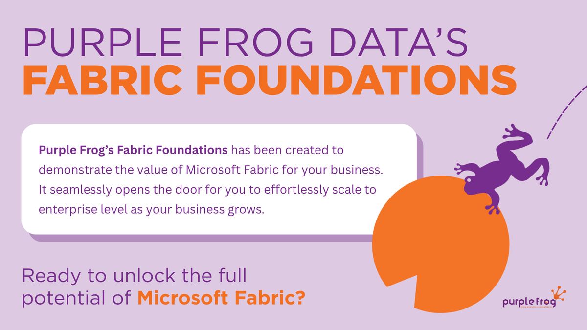 PurpleFrogData's tweet photo. You don't have to adopt all of #MicrosoftFabric to start seeing value🏛️

Fabric Foundations gives your organisation a practical, scalable starting point, ready to grow as your business does.

📩 Find out more.
https://t.co/4XZvS3J1SS

 #DataPlatform https://t.co/6KbRw1WABB