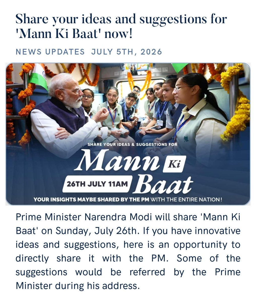 TaraUkd's tweet photo. Share your ideas and suggestions for 'Mann Ki Baat' now!
https://t.co/G03mp9fK6q via NaMo App https://t.co/5ZIraSUVVz