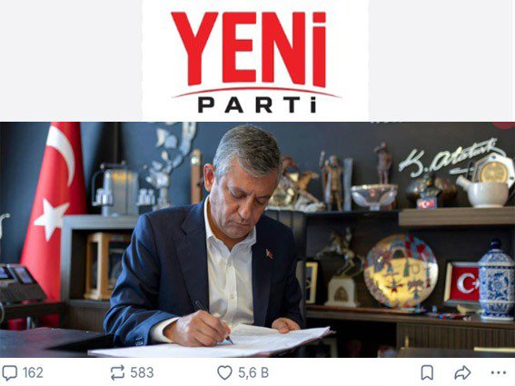 ekonomiknokta's tweet photo. Anasayfa » Gündem

YENİ PARTİ Kuruldu

YENİ Parti kuruldu, Türkiye siyasetinde bir ilk yaşandı.

 13:55:31 | 2026-07-24

https://t.co/FdFdc4ucx2

https://t.co/MwRnWidGmr
#ekonomiknokta #yeniparti #ozgurozel https://t.co/j8ZwwZipYl