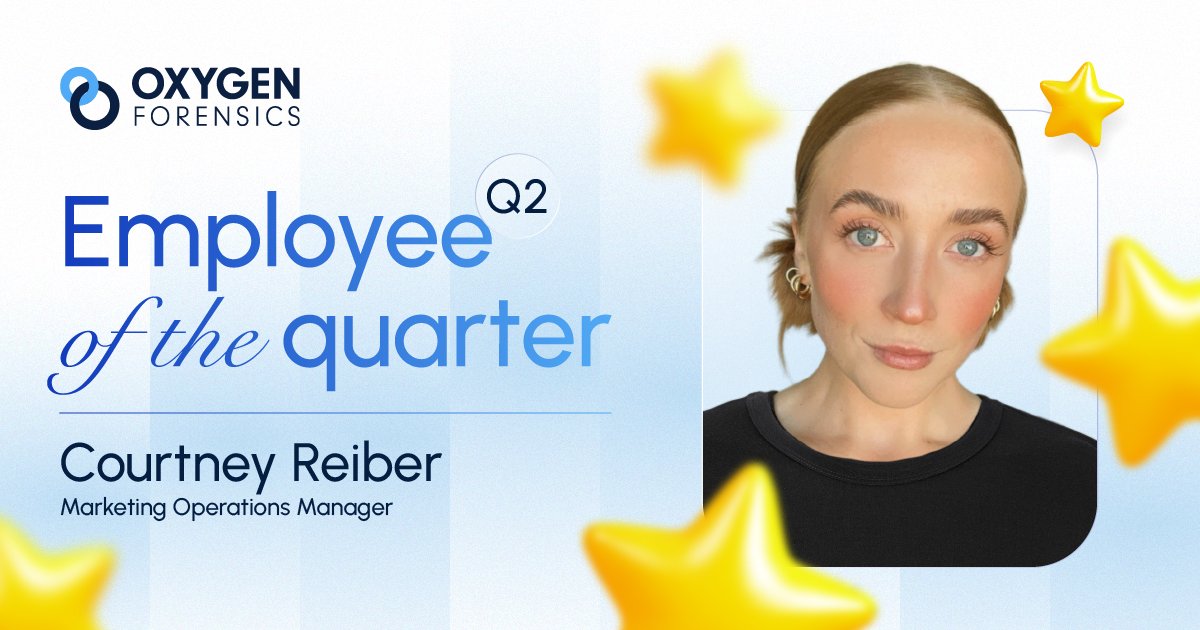 oxygenforensic's tweet photo. โญ Q2 Employee of the Quarter: Courtney Reiber โญ
From campaign execution to sales support, Courtney's dedication helps keep our teams moving forward.
Congratulations, Courtney! ๐
#TeamOxygen #EmployeeRecognition https://t.co/kca51eF3F2