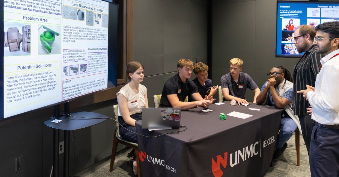 iexcelunmc's tweet photo. iEXCEL partnered with UNO Biomechanics to host a 3D Design &amp; Printing in Healthcare workshop. Pre-health students from across Nebraska learned from campus leaders about design-thinking in healthcare &amp; created 3D printed healthcare solutions that address real-world challenges. https://t.co/M0UgaRriPw