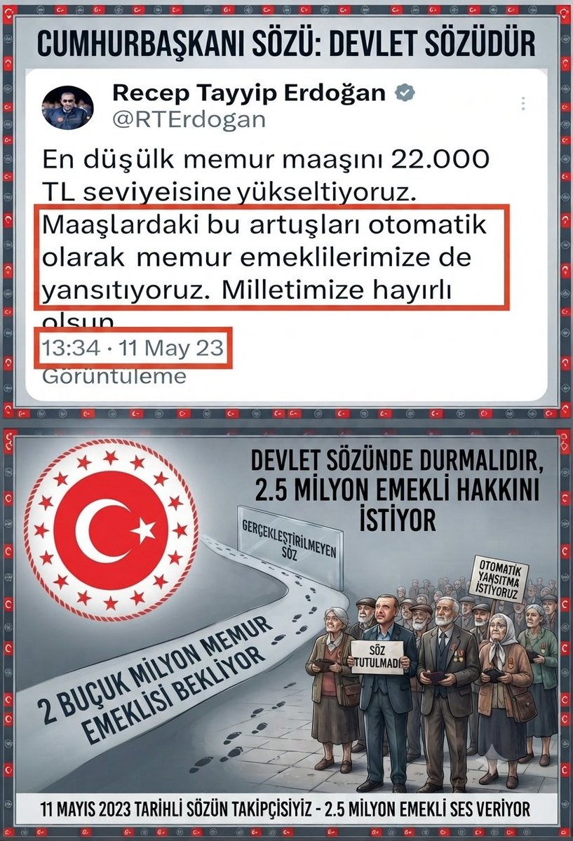 Memur_Emekli33's tweet photo. Cem; Küçük-Büyük farketmez
yeni-eski👉🏿 fark etmez
Ali-Veli-Selami 👉🏿 fark etmez

Bak 👉🏿 Cumhurbaşkanı Recep Tayyip Erdoğan 11 Mayıs 2023 günü verdiği SÖZÜNÜ tutmadı
Bak 👉🏿 375/40 khk ile Memur Emeklisi aylığımızı yarıya indirdiler
👇 
Şunu bilin;
İlk seçimde GİDECEKSİNİZ
2,5milyon MEMUR EMEKLİSİ olarak AKP iktidarını ve Recep Tayyip Erdoğan'ı sandığa gömmeye ahdettik✍️
#EmekliMemur
#MemurEmeklisineAdalet
@RTErdogan
@AKGMTeskilat
@Akparti
@ahmetaslan_39
@TBMMGenelKurulu
@tcbestepe @iletisim @burhanduran