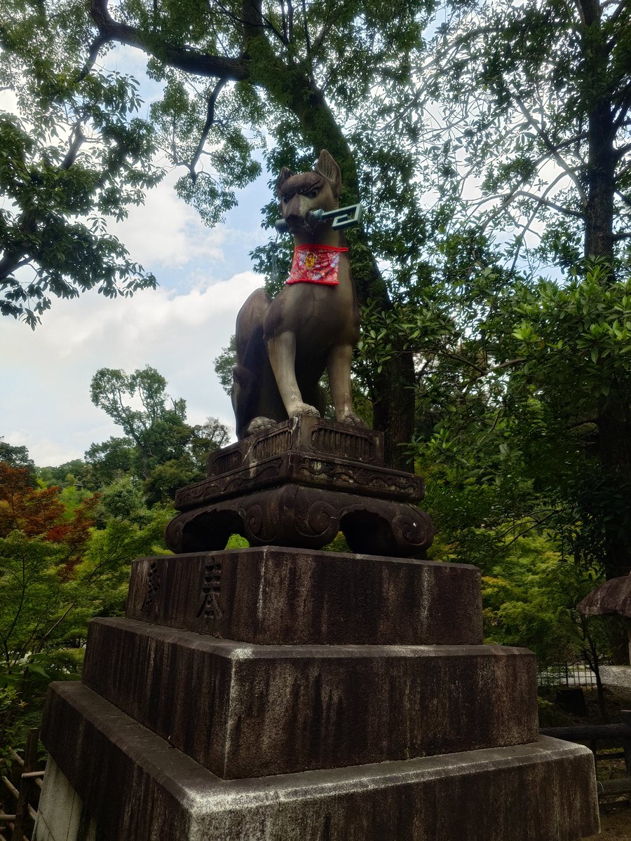 TerryLin0613's tweet photo. 大阪行Day3
伏見稻荷���社，蠻酷的一個神社看起來是真的非常靈驗，這個感激的鳥居插到滿坑滿谷變成景點！石像的製作頗帥氣！ https://t.co/0w0SH4ZIJX