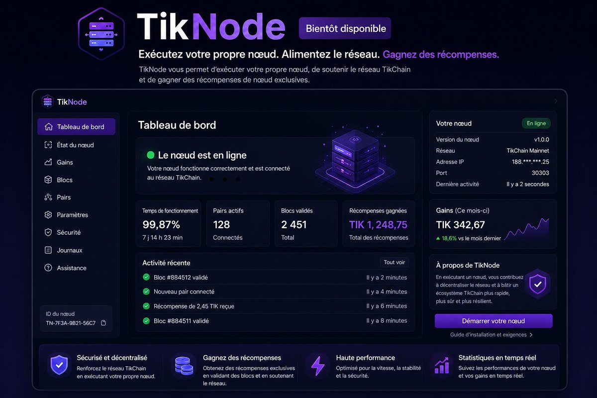 GUEDEGBEAngelo1's tweet photo. 🚀 #TikNode – Prenez part à l'avenir de la décentralisation !
Le réseau #TikChain entre dans une nouvelle étape avec TikNode, la solution qui permettra à chaque utilisateur d'exploiter son propre nœud et de contribuer directement à la sécurité et à la performance du réseau. https://t.co/az3YK6Hugq