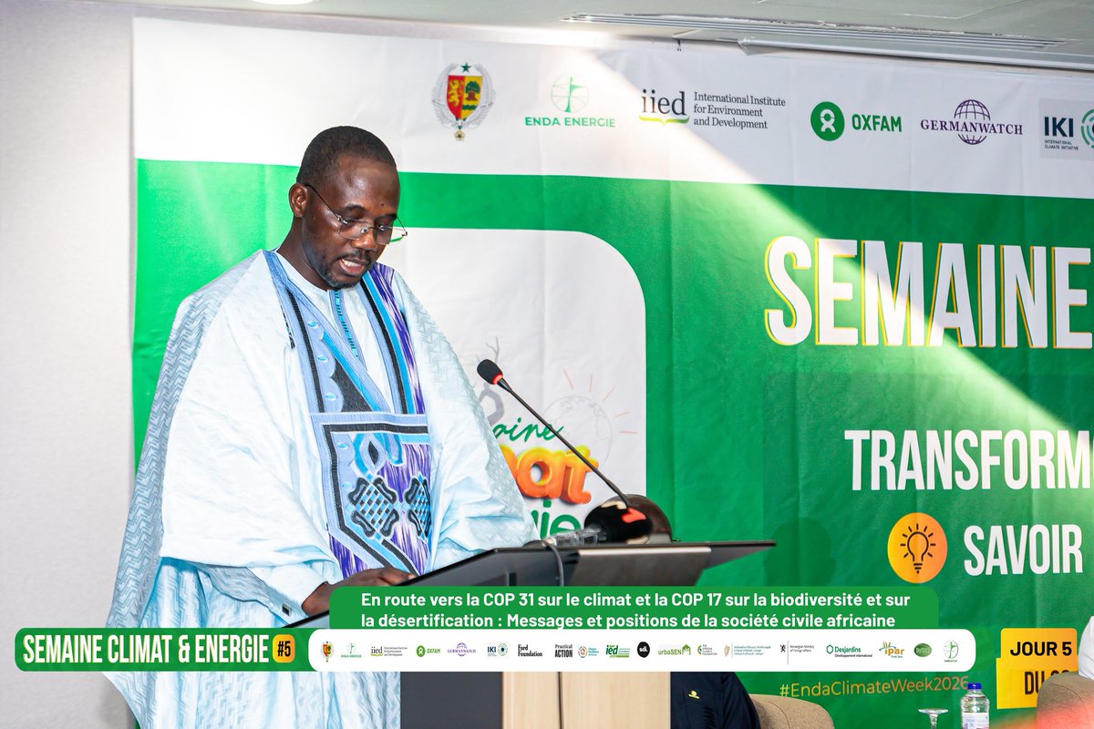 SissokoBanaS's tweet photo. Aliou Gory Diouf, METE  "La #SemaineClimat est devenue un rendez-vous majeur de dialogue et de mobilisation des acteurs africains du développement.  #EndaClimateWeek2026 https://t.co/nvsTT29ZFb
