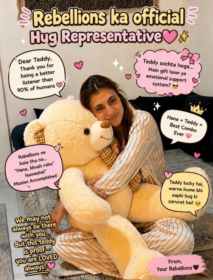 farhana_rebel's tweet photo. 🚨 REBELLION ACTIVITY ALERT! 

Hana’s Teddy Meme Challenge is LIVE! 🧸

Turn this adorable Hana × Teddy photo into the funniest meme you can! 😂

Use your creativity, keep it fun and wholesome!

#TeddyTalesWithHana
#FarrhanaBhatt #FarrhanaRebellions

@Farrhana_bhatt https://t.co/JMBi8MP04U