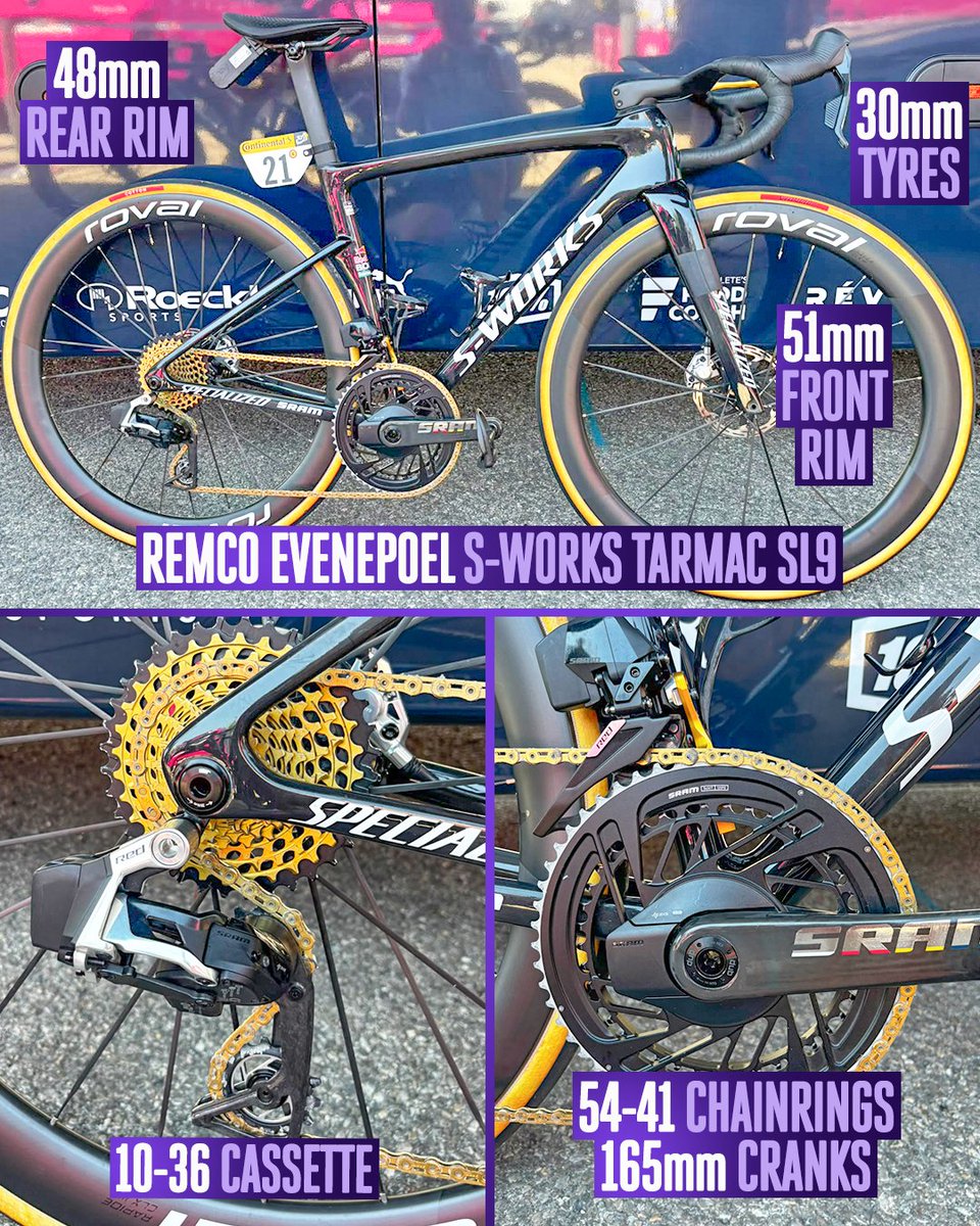 VelonCC's tweet photo. Climbing setups for Alpe d’Huez 🚵

How some of the leading general classification riders set up for more than 3500m of climbing on Tour de France Stage 19.
______
🇫🇷 #TDF2026 https://t.co/GupdhmnJDo