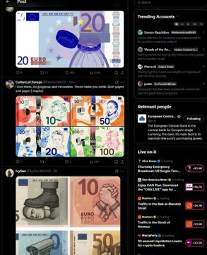 boolishdeployor's tweet photo. The Euro Central Bank is hosting a competition for new European Banknote Designs

People are going viral responding to the post with hilarious meme designs This is becoming a huge meme and trend it should be giga! https://t.co/tf4BDylCZI