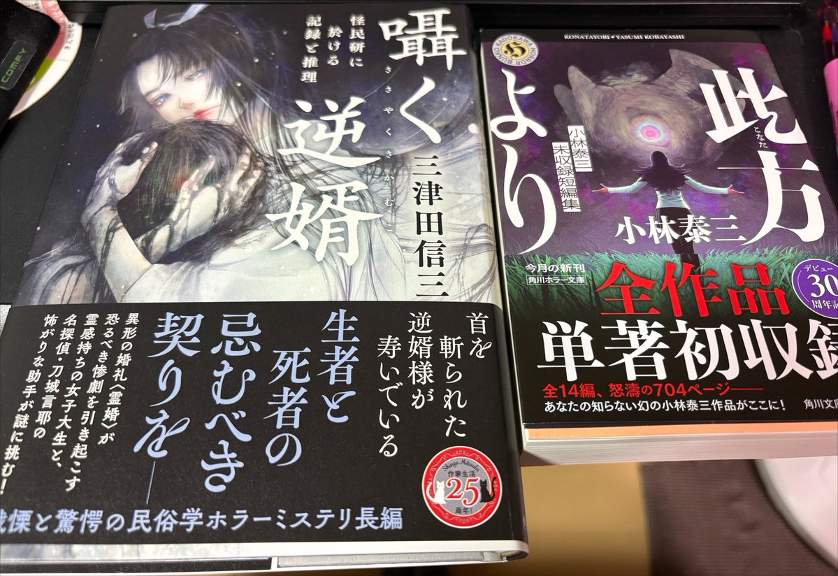 小林泰三小説セット(サイン本含む) 本日の収穫。小林泰三『此方より』&三津田信三『囁く逆婿』。逆婿は