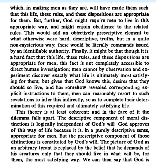 ektromati's tweet photo. @SpeedWatkins Some have shown that it is a false dilemma, despite themselves thinking DCT is false. Perhaps that is why new types of arguments against DCT have proliferated. The last two images are from J. L. Mackie, Ethics: Inventing Right and Wrong, Part III, Chapter 10, §1 https://t.co/b29X9SIPyd
