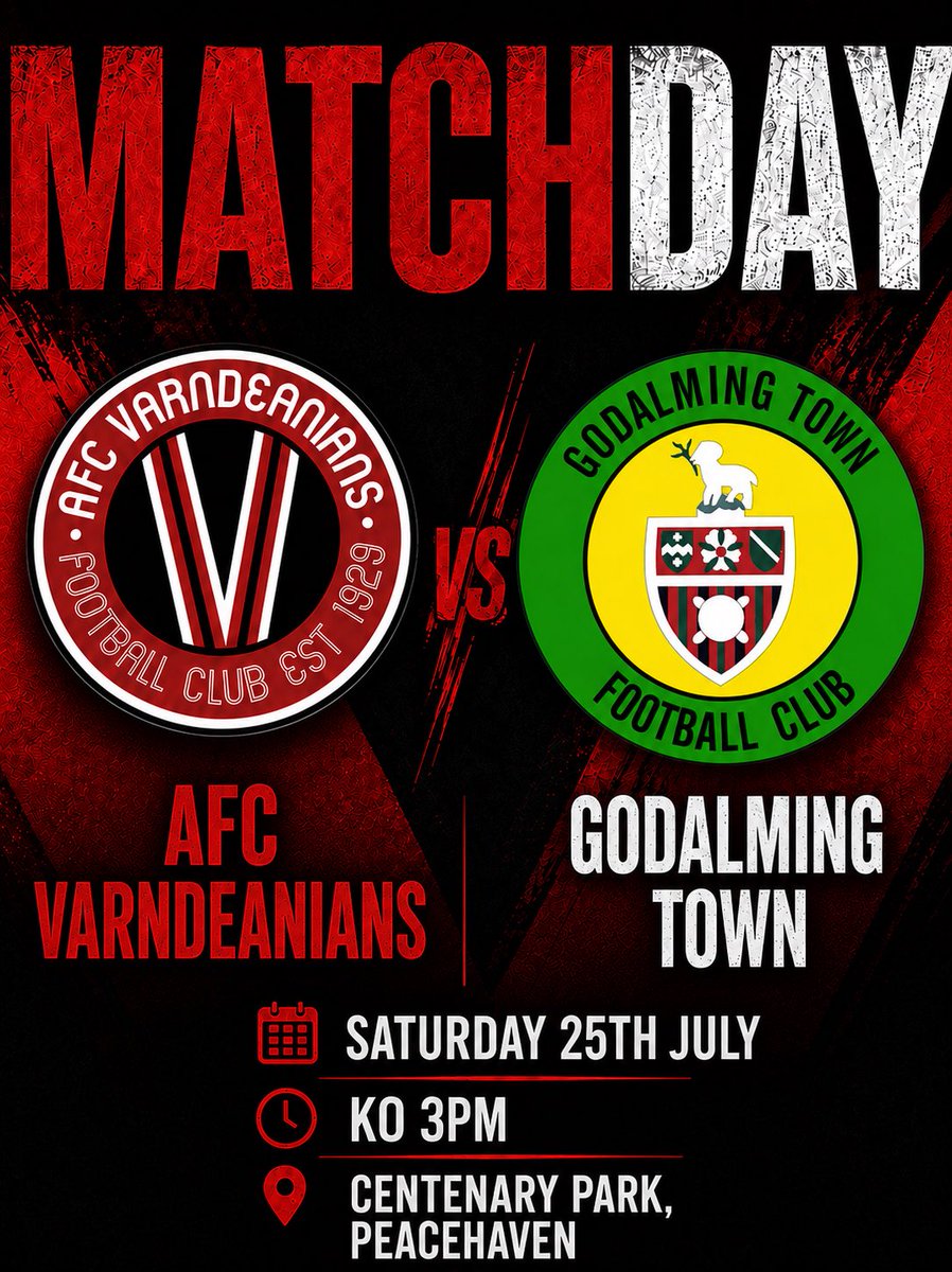 AFCVarndean's tweet photo. Come and join us at @PT_FC for our final Pre Season game against @GodalmingTown . 3PM KO. ⚽️💪 

Free entry and bar and hot food available. 🍺🍔 

COYVS 🔴⚫️ https://t.co/Xo4bODOAkE