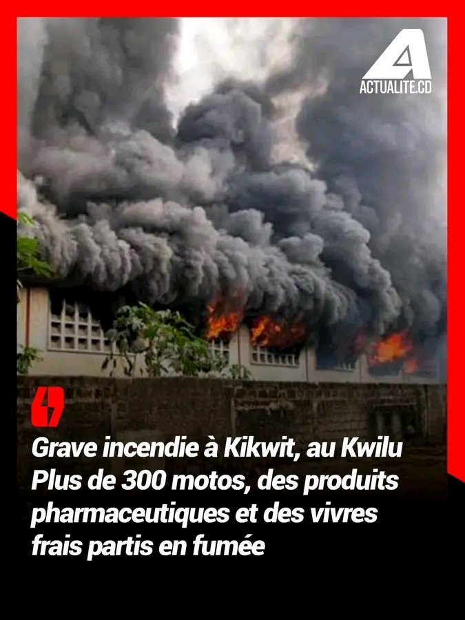 MananasiKit's tweet photo. 🚨🔥 Drame à Kikwit : un incendie ravage plusieurs grands commerces 

😢 Plus de 300 motos, une pharmacie, un supermarché et un important dépôt de marchandises ont été réduits en cendres à Kikwit, dans la province du Kwilu. https://t.co/khvTXOjxY9