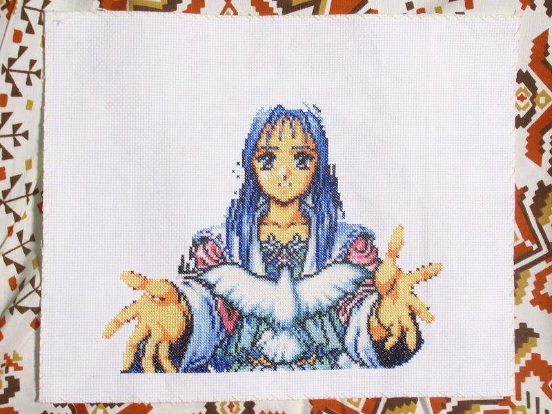 finmyb's tweet photo. 【刺繍：ドラゴンスレイヤー英雄伝説／ディーナ姫】
3回分まとめてドン！いよいよ髪の刺繍に入ってきました。ほんの少し髪型が変わるだけで雰囲気も変わっていくこの過程が好きなのです。見やすくするため、できるだけ左右対称に刺繍しています。
#クロスステッチ #ファルコム
https://t.co/LaJ6GZDYEO https://t.co/jegPFb2y2C