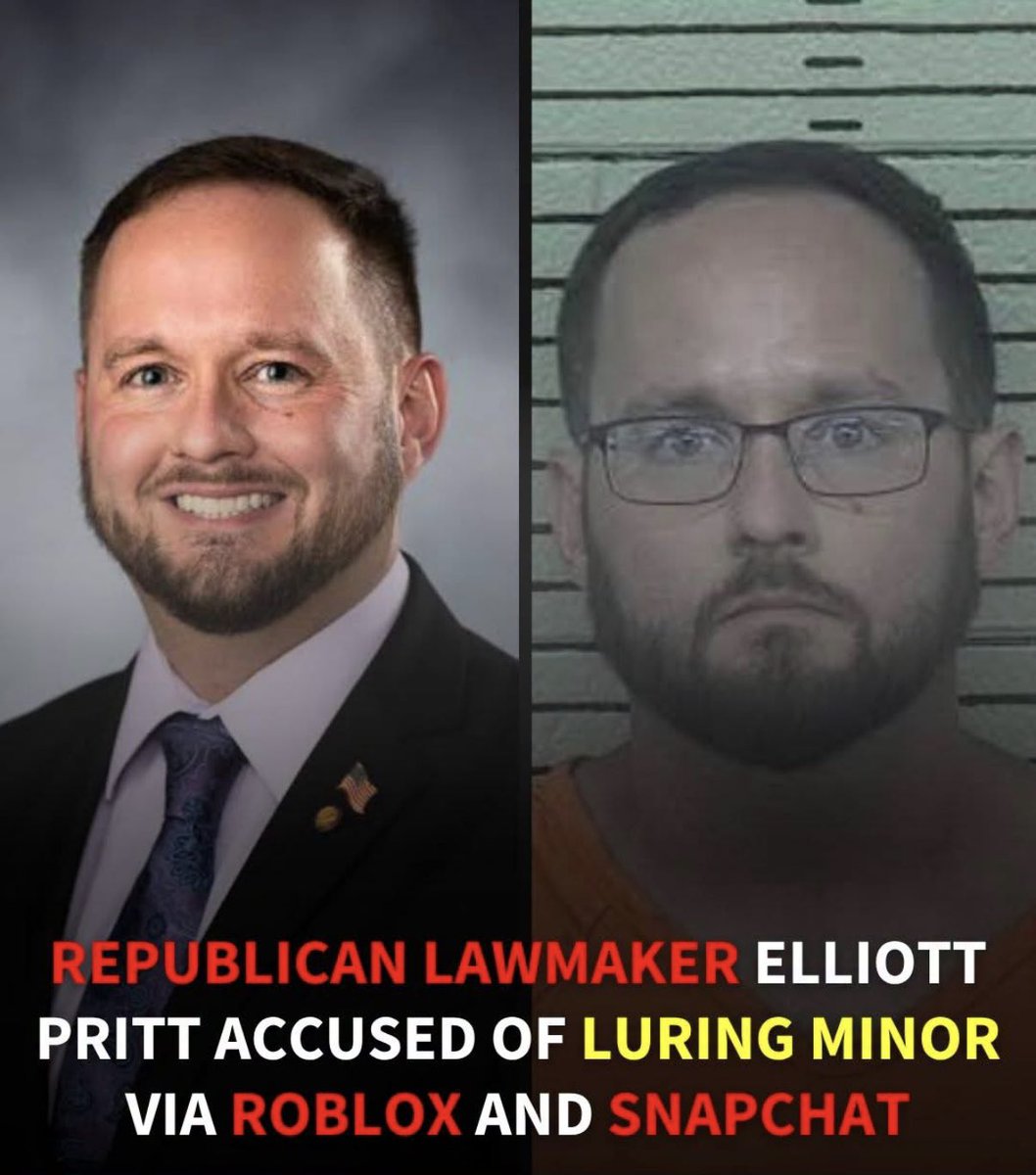 AnnieForTruth's tweet photo. Elliot Pritt, a Republican member of the West Virginia House of Delegates, public school teacher &amp; married father of four was arrested &amp; charged after he groomed a 15 yr old by communicating on Roblox &amp; Snapchat and initiating a physical relationship. 🤬https://t.co/SqQjReuKs4 https://t.co/x2WxkM7LC6