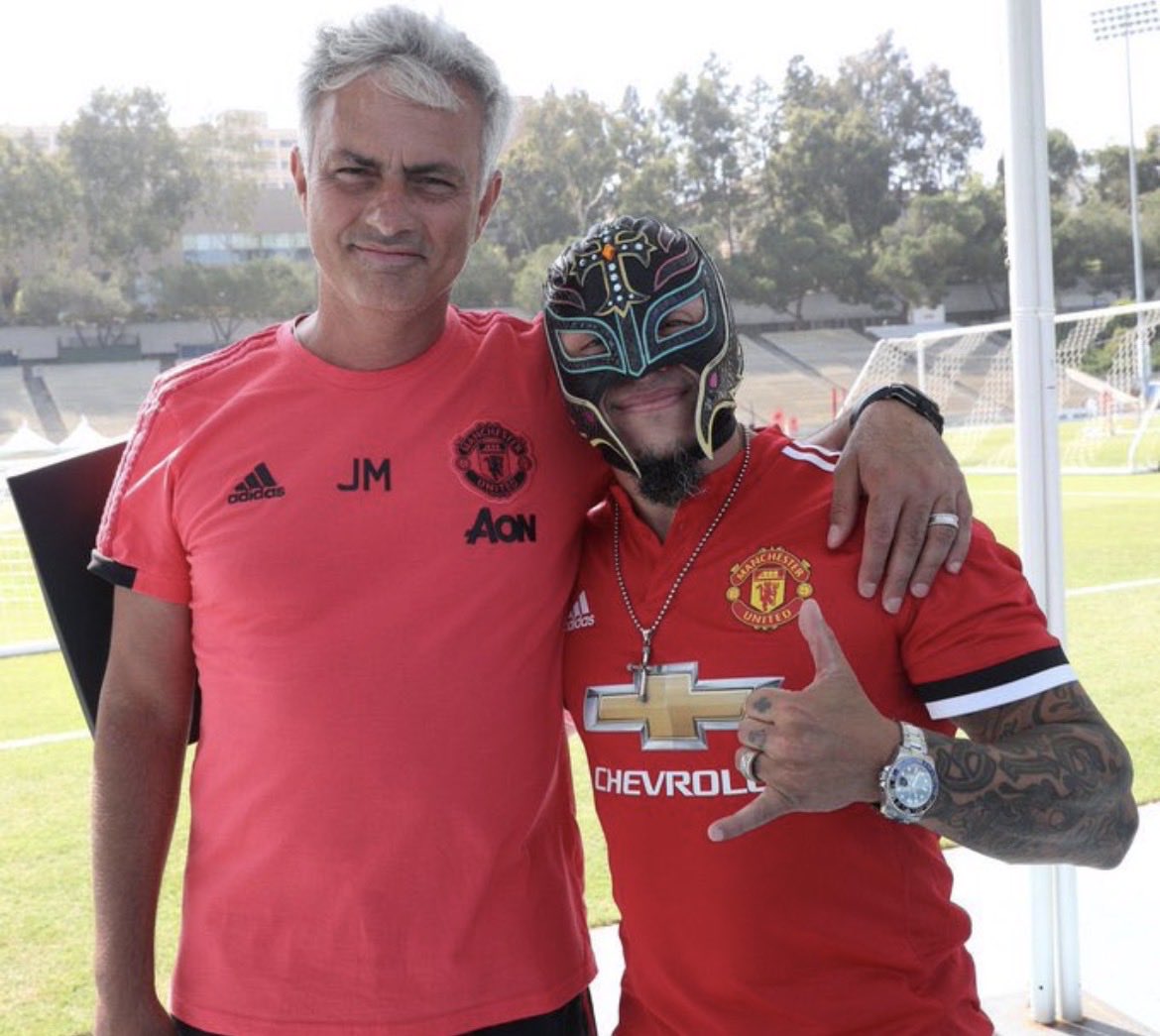 UtdVault's tweet photo. Rey Mysterio &amp; Jose Mourinho Pre-Season - 2018 https://t.co/O29klWOejW