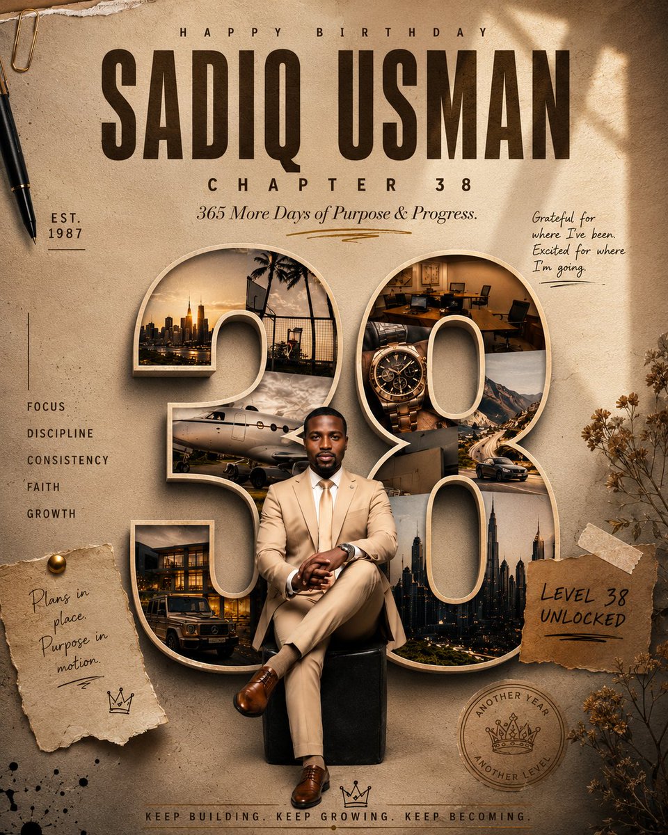 abs_uiux's tweet photo. 38 years. One chapter closes. Another begins. 

A birthday poster that turns memories, dreams, and growth into one unforgettable visual story.

CHAPTER 38 — Another year. Another level. 

Would you want one like this for your next birthday? https://t.co/W4dgmMaQmF