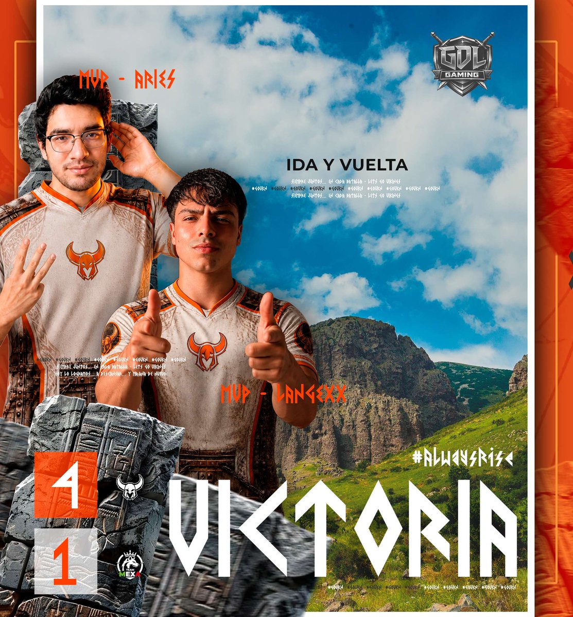TeamVikings_CR's tweet photo. #GoVk | ¡VICTORIA! ⚔
Conseguimos el pase a semifinales con un marcador global de 4-1.
🏆 | #GDL_League
🧩 | Cuartos de final - Ida & Vuelta
🆚 | @Team_Mexa_MX 🇲🇽
📋 | 4️⃣-1️⃣ ✅
🎖️ | @arklangexx14
🎖️ | @Cerdillo12
#AlwaysRise https://t.co/5p2RmXSvwU