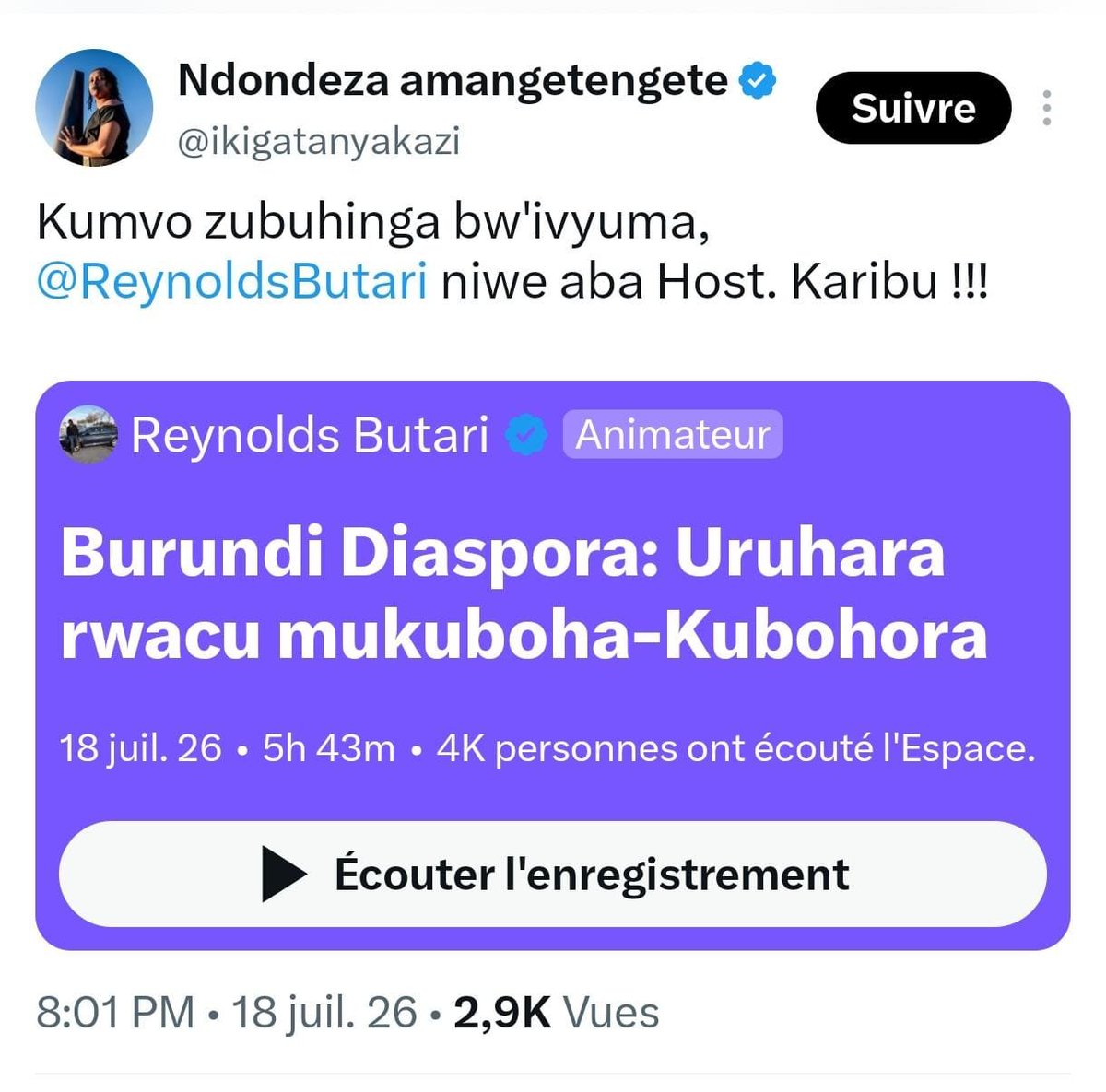 NEddyssa32359's tweet photo. @ikigatanyakazi ariko yegeranya inoti muba diaspora ngo agure inkoho zo guha abarwanyi ba @Red_Tabara ngo bafate Uburundi. Abahamagarira guterera #Effort de #Guerre ngo buca bagicakira. MURARABA NEZA NTIMWIBWE BASHA kumwe #Paci yihinduka bagenzi we mukwigarurira inoti y'umuzungu https://t.co/FzKkaEpQu0