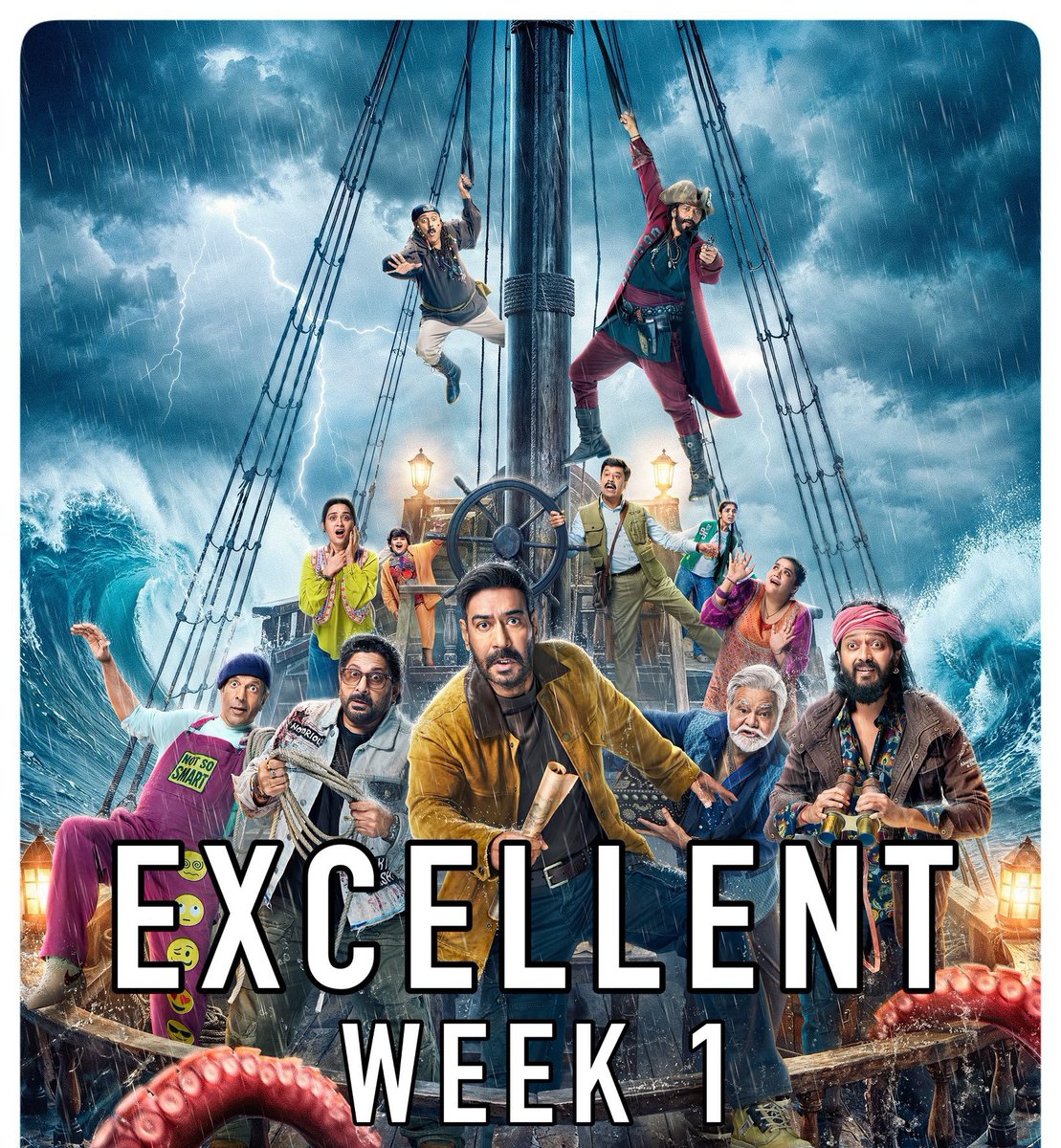 PatelUnscripted's tweet photo. Excellent hold at the Box Office 

~ Ajay Devgan Outshines the Box Office performance with his DHAMAAL 4 

~ Film Collection ⭐ 99 cr another 100 Cr Club ⭐ for Ajay Devgan

~ Now all eyes on his 2nd Weeknd and week run 

~ Comment your prediction on DHAMAAL 4 lifetime collection https://t.co/4H3FzjvkLx