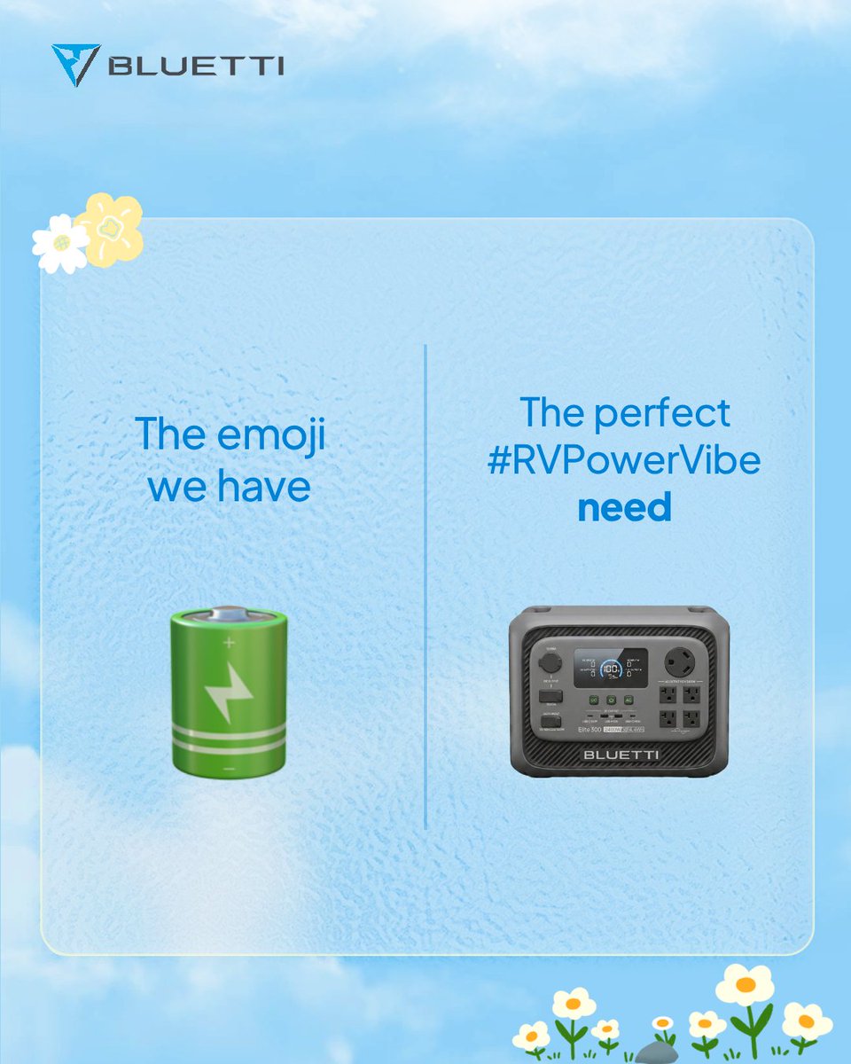 bluetti_inc's tweet photo. 😎⚡ Happy World Emoji Day! 🚐🌲  

Every RV adventure has a vibe... but which emoji captures yours best? 👀  

Are you... 
☕ Morning coffee by the lake? 
🔥 Campfire storyteller? 
🏔️ Mountain explorer? 
🌅 Sunset chaser? 
🎣 Weekend angler? 
🚐 Full-time vanlifer?  

👇 Comment the emoji that best represents your #RVPowerVibe!  

🎁 We'll pick 2 lucky winners to receive exclusive BLUETTI lifestyle gifts!   

How to enter: 
✅ Follow @bluetti_inc 
✅ Like this post 
✅ Comment your favorite emoji + #RVPowerVibe  

📅 Winners will be announced soon.   

Let's see your RV personality... one emoji at a time! 🚐⚡   

#WorldEmojiDay #BLUETTI #RVLife #VanLife #CampingSeason #PowerMySummer #StayPowered #RVPowerVibe