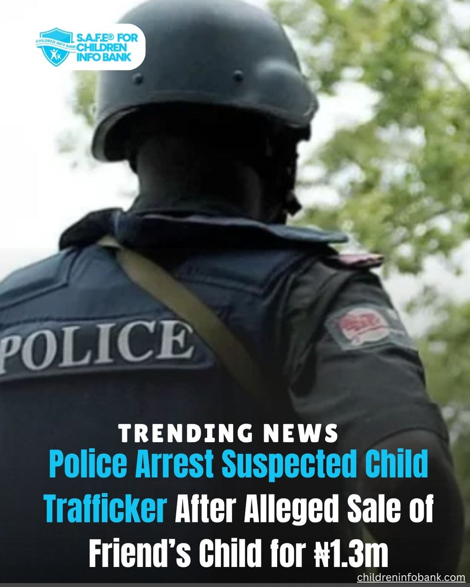 Childinfobank's tweet photo. Police have arrested a suspected child trafficker in connection with an alleged network of child traffickers in Nigeria who allegedly exploit children for financial gain.

Read: https://t.co/Bc54FXDYgT

#ChildProtection #ChildSafeguarding #ChildrenFirst #childtrafficking https://t.co/EhZ07CYYud