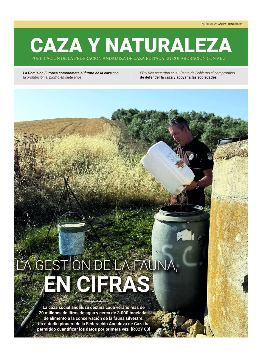 andaluciacaza's tweet photo. 📅Ya disponible el suplemento 'Caza y Naturaleza' del mes de JULIO de 2026
📌Puedes encontrarlo, junto a toda la actualidad de la caza y el medio ambiente, HOY dentro de las páginas de:
✅ABC de Andalucía
✅Ideal (Granada, Jaén y Almería)
✅Diario Sur
✅La Voz de Cádiz https://t.co/4GTOVMv47A