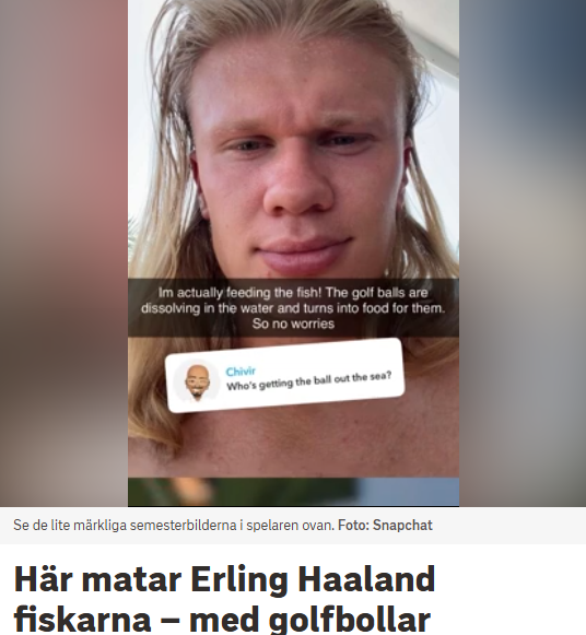 Mats_Rosell's tweet photo. @jpe25216052 Erling Haaland matar fiskarna – med golfbollar. 🏌️🐟

https://t.co/TKVU4D1mf6 https://t.co/cnqAvm2c3H