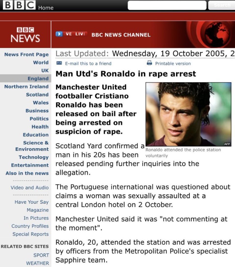 SATerritory2's tweet photo. Ronaldo Rape Case: Walking Away From A Scandal. 

Kathryn Mayorga accused Cristiano Ronaldo of anal rape in his Las Vegas penthouse on June 13, 2009. She alleged that after she refused his advances, he dragged her to a bedroom and assaulted her despite her begging him to stop. https://t.co/5EJHTz8QUj