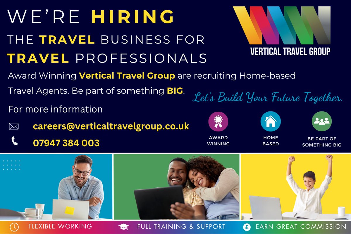 travelweekly's tweet photo. Ad: With over 45 years in the UK travel industry, Vertical Travel Group offers more than just a homeworking model—we offer a proven, fully supported pathway to running your own successful travel business.

Our homeworking division has been thriving for over 35 years.

Our experienced sales team is there to help you.
Start building your travel business with Vertical Travel Group today.

Email us at: careers@verticaltravelgroup.co.uk
Visit us at: https://t.co/cjRKjDI7o7
