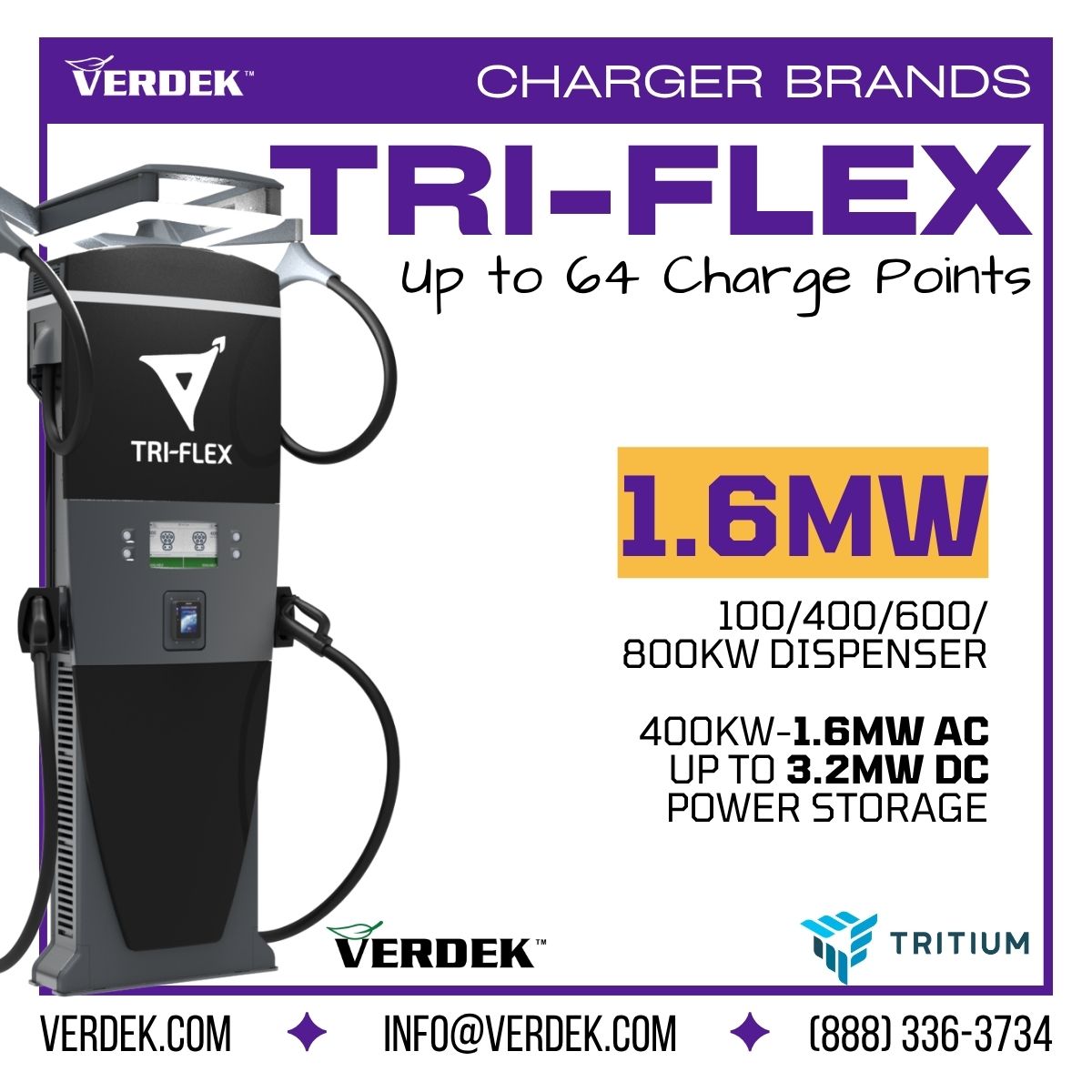 VerdekGreenTech's tweet photo. ⚡ Meet Tritium TRI-FLEX.

Up to 64 charge points, 1.6 MW AC, 3.2 MW DC, smart load balancing, and scalable distributed architecture for fleets and public charging.

Verdek is an authorized Tritium reseller.

#Verdek #Tritium #EVCharging #FleetCharging #DCFastCharging https://t.co/euC9DzXcTG