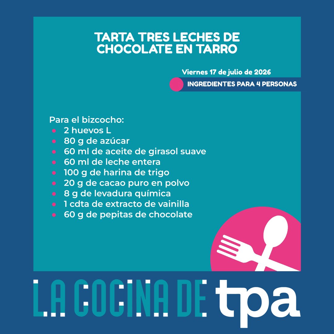 RTPAOficial's tweet photo. 'Tarta tres leches de chocolate en tarro' Desde las 18:00 #LacocinadeTPA https://t.co/A9v92vCqxg