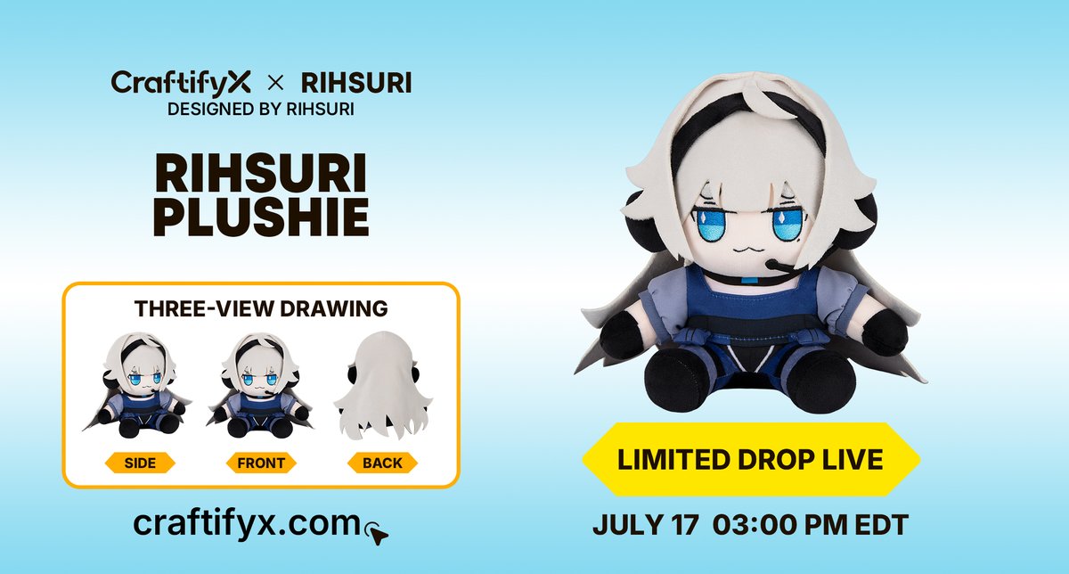 craftifyxco's tweet photo. RiRi got an upgrade... and somehow became even smugger. 😼Now bigger, fluffier, and still just as puntable (affectionately). 💛

Would you bring this smug RiRi home? 👀🧸

Designed with @RIHSURI 

 🫶 See you on July 17 3PM EDT

👉https://t.co/NVPiN9A0si

#CraftifyX #CraftifyXPlushie
