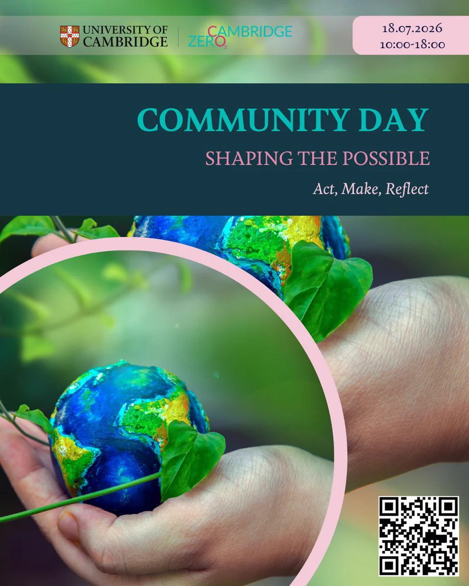 Poster for the  CZ Community Day themed "Shaping the Possible", featuring hands holding a globe with green leaves. It includes event details: 18.07.2026, 10:00-18:00, and a QR code.
