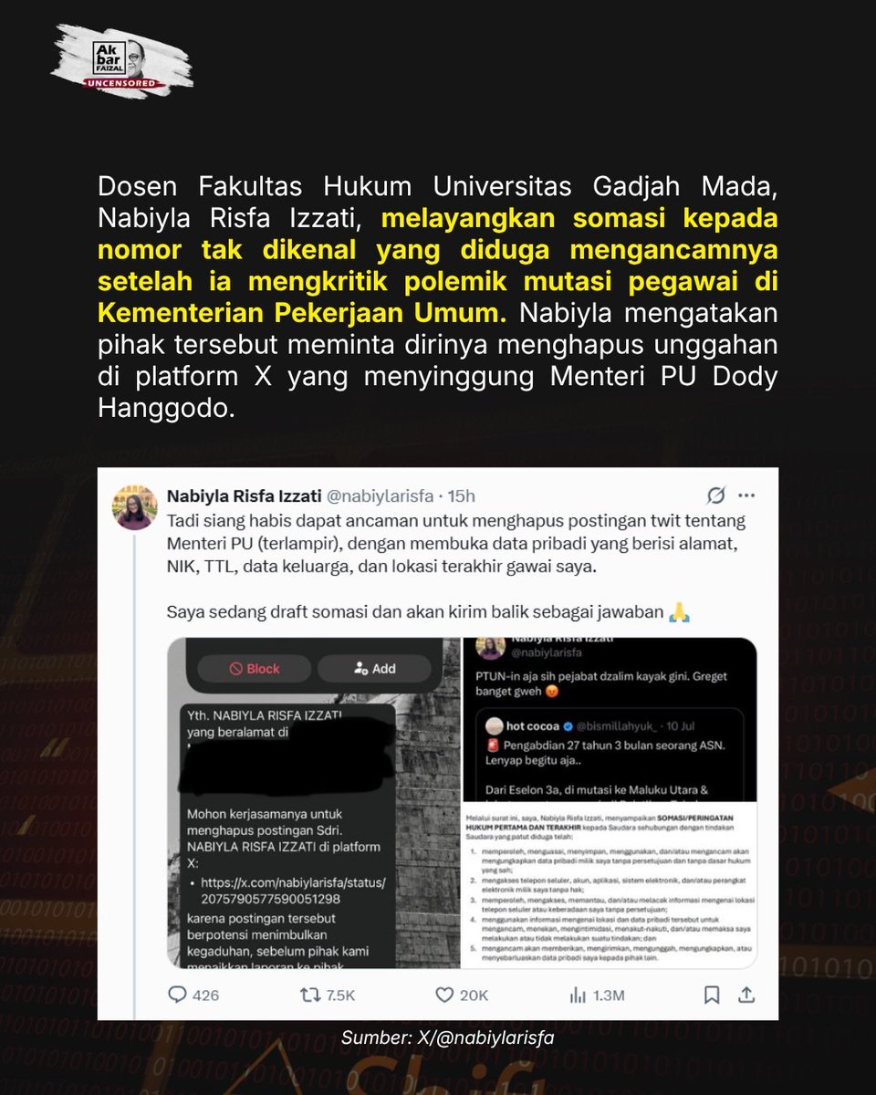 Naandaa27's tweet photo. Sebarkan lur !
Fir'aun lagi panik karena keborokannya dibongkar.
Ngancem2 DosenUGM, jangan2 diantara kalian ada juga yg diancam https://t.co/eI7JDa68ke
