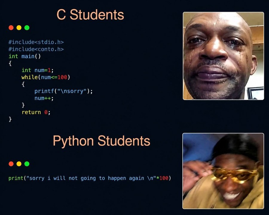 GoPythonic's tweet photo. C vs Python: Which language is better? https://t.co/zGgYbCluPF