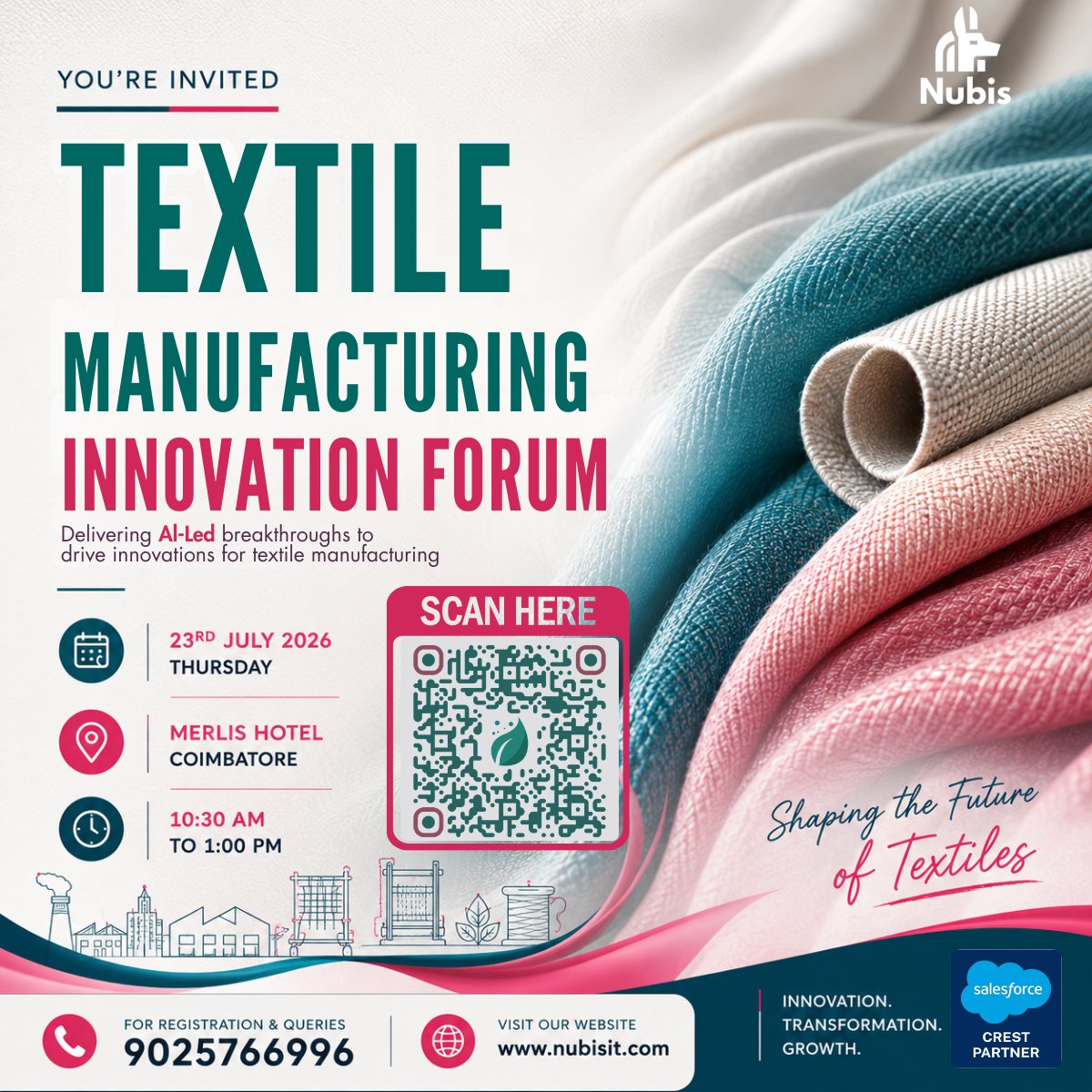 nubis42842's tweet photo. Join us at the Textile Manufacturing Innovation Forum to discover how AI-led innovation is transforming the industry. https://t.co/LgbC1f3PYa