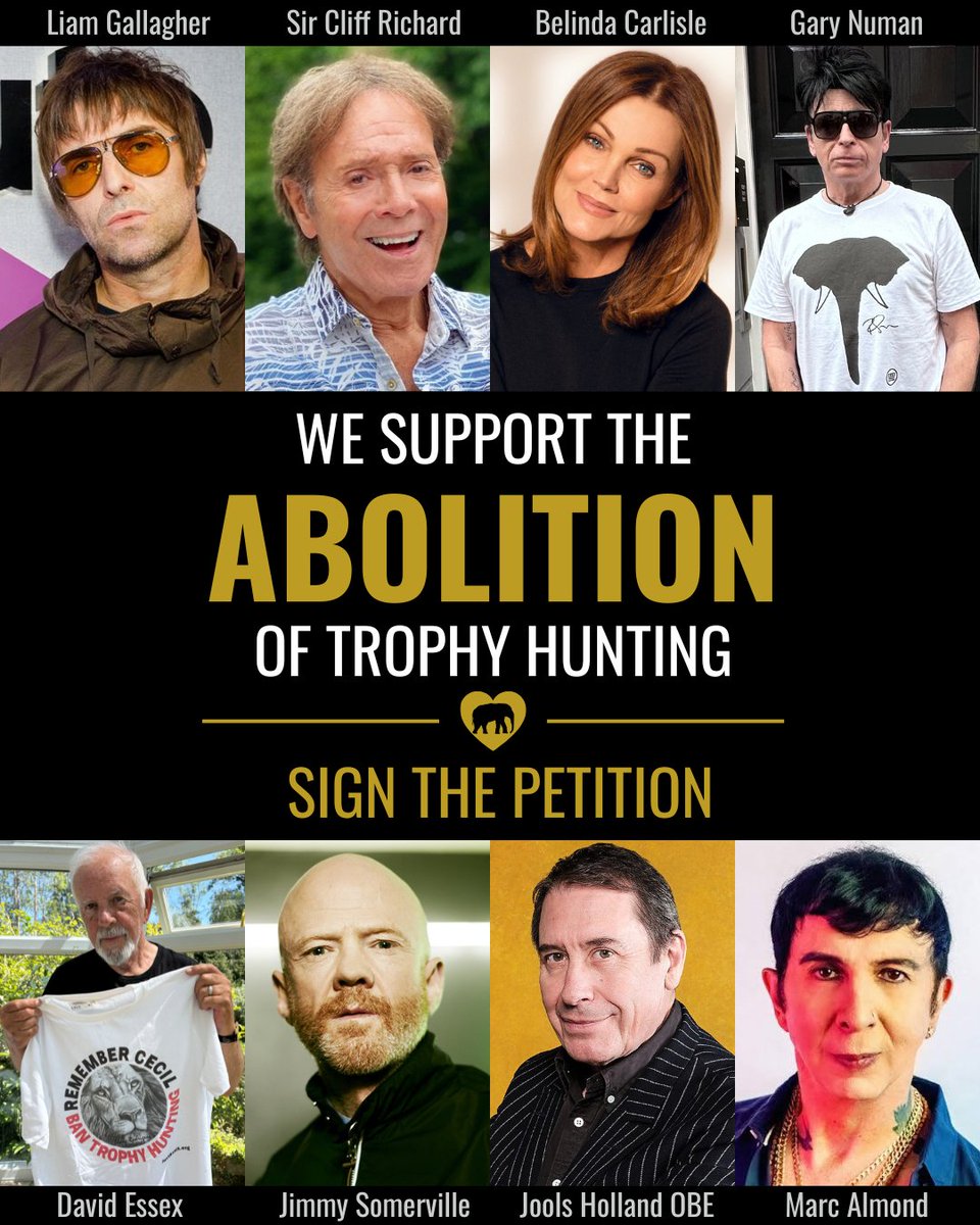 CBTHunting's tweet photo. These public figures are among hundreds of prominent voices supporting the Declaration on the Abolition of Trophy Hunting.

Join them by adding your name to the petition:
👉 https://t.co/wrHvh9KKKZ

You can also support our campaign by making a donation:
https://t.co/k1SevA3Ey7 https://t.co/wkSyz1obyE