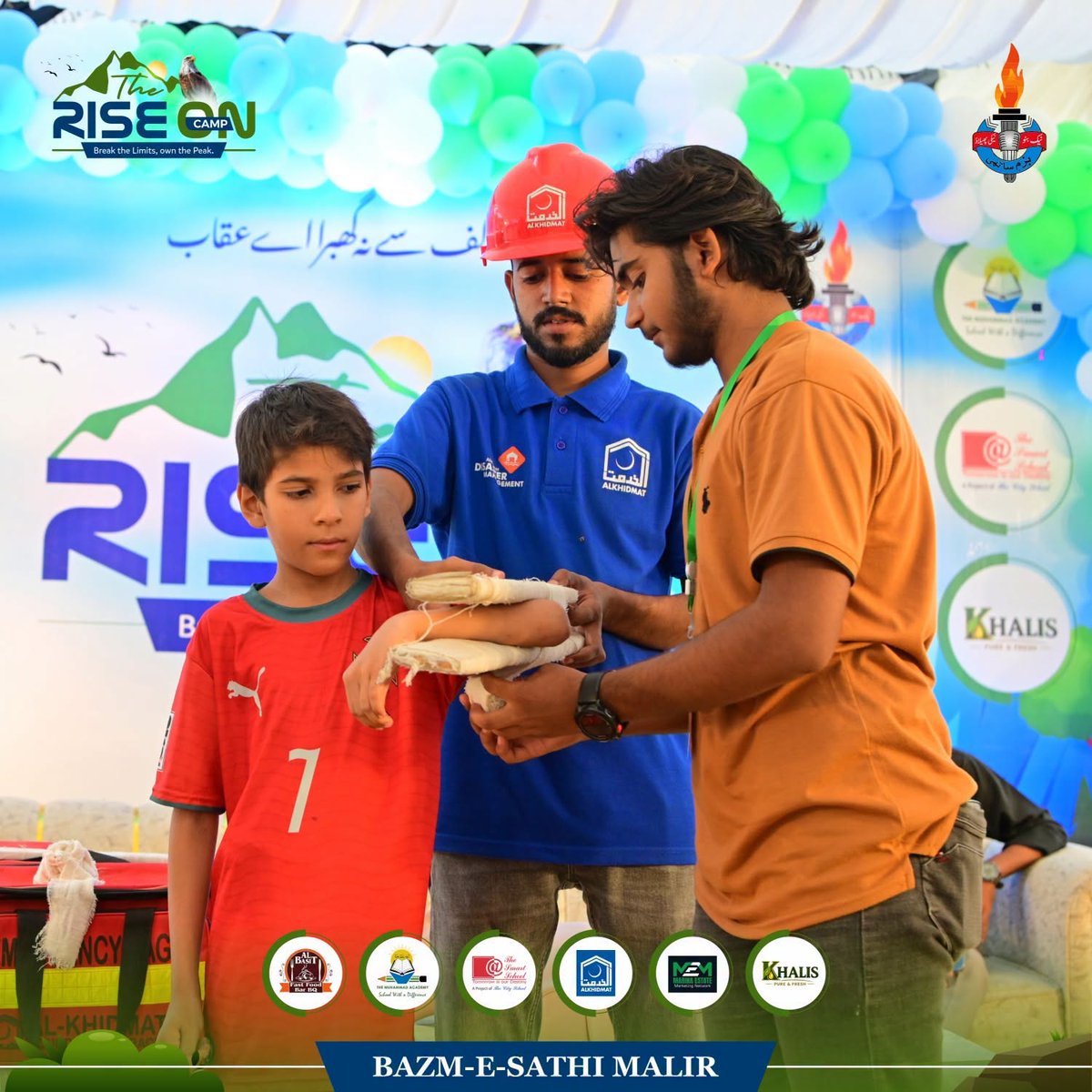 alkhidmatKHI's tweet photo. Empowering young minds with life-saving skills!
At The Rise Camp, participants received practical training in First Aid, CPR, emergency response, and basic injury management by the Alkhidmat Disaster Management team
Learn.Lead. Save Lives
#TheRiseCamp #BazmeSathiMalir #Alkhidmat https://t.co/rGyB2bxEEZ