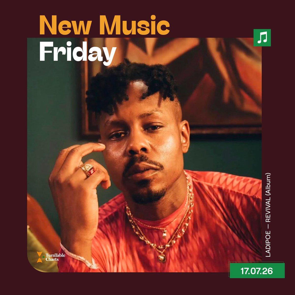 TurntableCharts's tweet photo. Listen to latest releases from established and emerging artistes on New Music Friday on TTC

The playlist features music from @LadiPoe, @davido, @mavoswago, @zenunivrse, @BlaqBonez and more 

Listen here https://t.co/H9YEvBsTyp https://t.co/Zra1Ze39jr