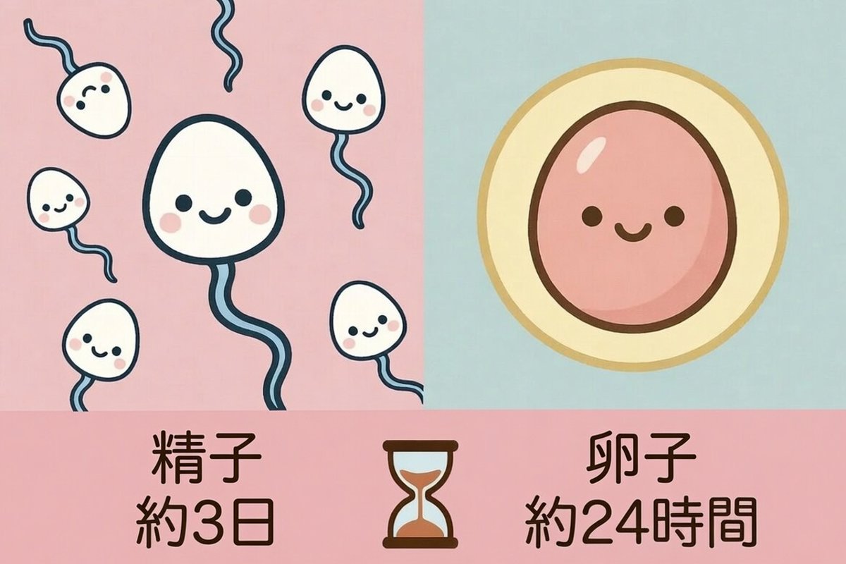 Hiyori0706smile's tweet photo. 正解は……① 精子：約3日、卵子：約24時間 と言われています✨

だからこそ、卵子と精子が出会うタイミングは、とても大切なのです。

こうして見てみると、私たち一人ひとりが生まれてきたことは、本当に奇跡なんだなぁ…と改めて感じます🍀

そして、ここでまた新たな疑問が生まれます🤔

🌱卵子の中に入った精子は、そのあとどうなるのでしょう？ 

🌱精子のしっぽ（べん毛）はどうなるのでしょう？
 
🌱どうして双子が生まれるのでしょう？

次は、 受精した瞬間から始まる生命のドラマについて、一緒に学んでいきましょう😊

📚参考図書 『思春期の子どもたちに「性の学び」を届けたい！ 実践 包括的性教育』 樋上典子・艮香織・田代美江子・渡辺大輔 （著） エイデル研究所（2022）

#性教育 #包括的性教育 #生命の誕生