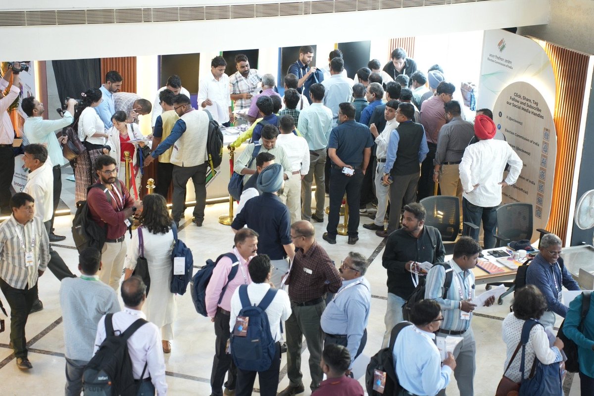 ECISVEEP's tweet photo. Connecting Stakeholders, Strengthening Democracy: The Role of Media in Elections ✨

Participants from across the country register for the All India Media Conference 2026 at IIIDEM, New Delhi. The conference brings together media professionals and election officials to strengthen informed, credible and citizen-centric electoral communication.

#ECI