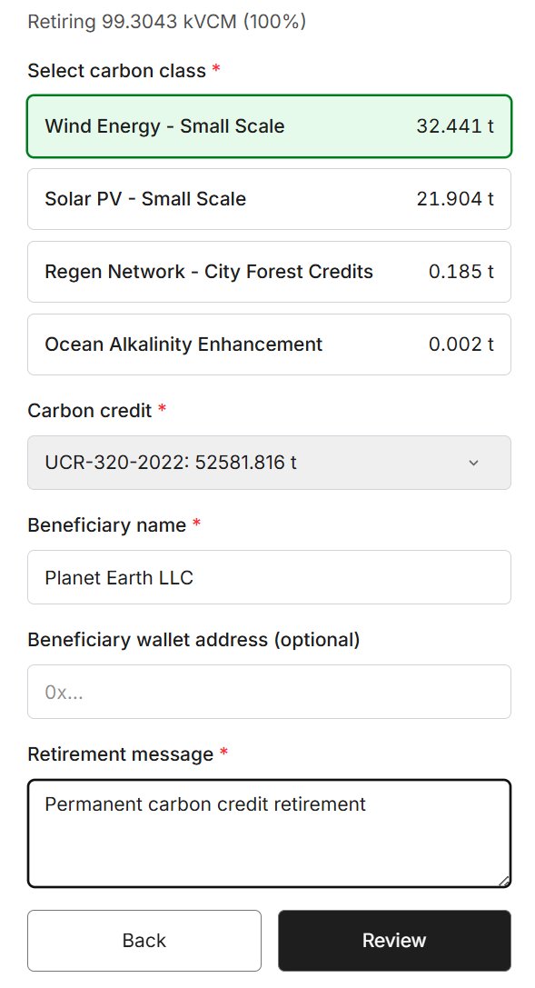 KlimaDAO's tweet photo. 🚨 New feature: retire carbon credits directly in the app from your accrued incentives. App users can now do this without withdrawing first.

Scaling carbon credit retirements is central to Klima's mandate. Retirement is the point where a credit is permanently consumed and can never be resold, transferred, or reversed.

For you: retire against your own corporate or individual claims, credited to any beneficiary you name, with an onchain certificate.

For the protocol: retiring from accrued incentives converts them directly into impact. The kVCM is burned and protocol-held carbon is retired, rather than the incentives being withdrawn from the system.

Retire now → https://t.co/5Lfqxh061T
