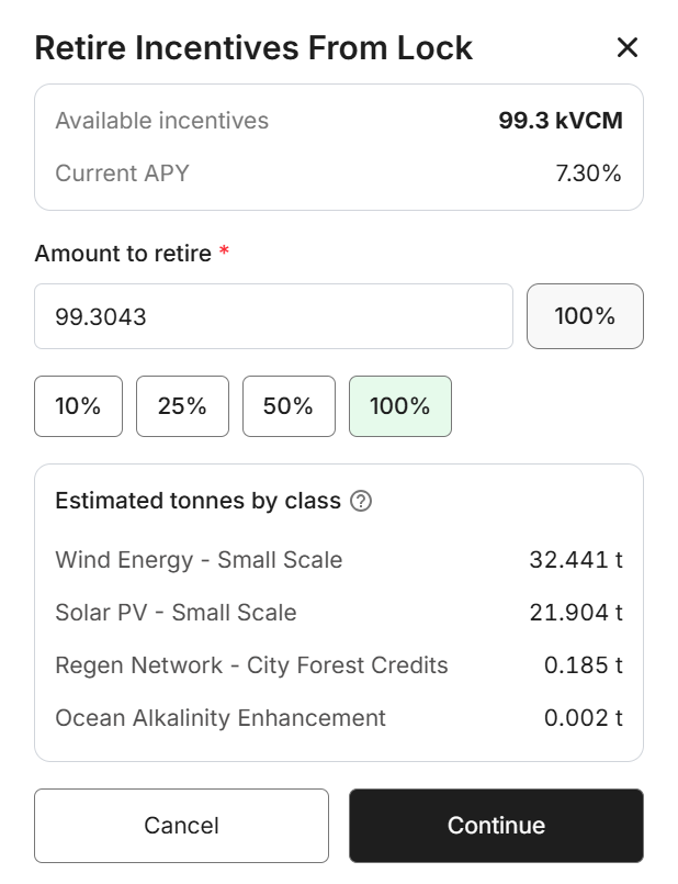 KlimaDAO's tweet photo. 🚨 New feature: retire carbon credits directly in the app from your accrued incentives. App users can now do this without withdrawing first.

Scaling carbon credit retirements is central to Klima's mandate. Retirement is the point where a credit is permanently consumed and can never be resold, transferred, or reversed.

For you: retire against your own corporate or individual claims, credited to any beneficiary you name, with an onchain certificate.

For the protocol: retiring from accrued incentives converts them directly into impact. The kVCM is burned and protocol-held carbon is retired, rather than the incentives being withdrawn from the system.

Retire now → https://t.co/5Lfqxh061T