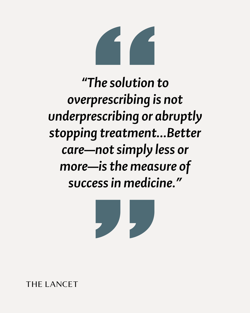 TheLancet's tweet photo. Deprescribing is the process of safely discontinuing medications when they're no longer beneficial.

A new Editorial discusses the complex issue of deprescribing in modern clinical practice: https://t.co/YxbafQUlEs https://t.co/LgB61F80kU