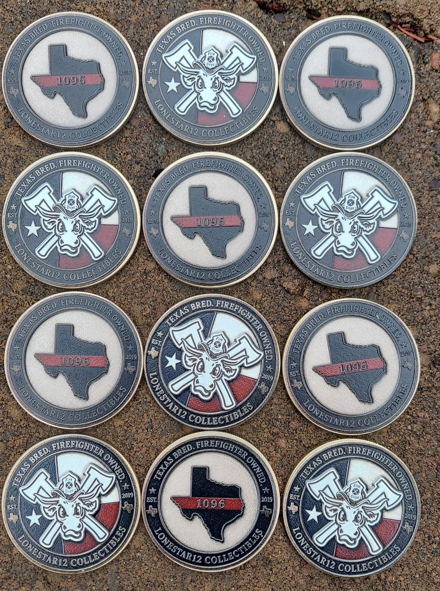 bluelinecustom's tweet photo. Another batch of challenge coins out the door for a firefighter owned business in Texas.  How would you design your personalized challenge coin? #customchallengecoins #challengecoins #challengecoincollectibles #firefighterchallengecoin #firefighterowned #firefightersmallbusiness https://t.co/k5UD7hof15
