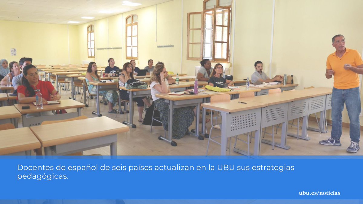 UBUEstudiantes's tweet photo. 🌍 Docentes de español de seis países actualizan sus estrategias pedagógicas en la #UBU.
Un curso que fomenta el intercambio de experiencias y la innovación en la enseñanza del español como lengua extranjera.
🎥 Noticia y vídeo:
https://t.co/3W6mXoB2nW
#FormaciónDocente https://t.co/Y3cCdH0o9u