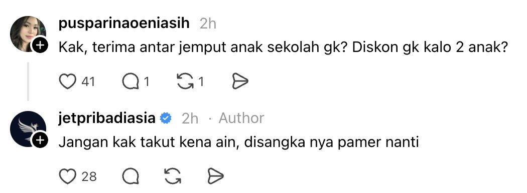 insidefolkative's tweet photo. Baru tau dari akun threads/jetpribadiasia harga-harga kalo mau sewa jet pribadi 😭😭😭😭😭 salfok sama komen-komennya juga bikin ngakak https://t.co/m5w9Yf2eVf